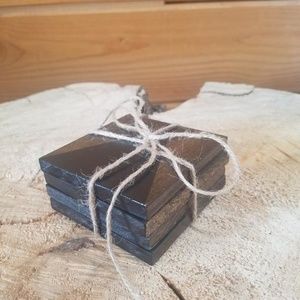 Handmade Accents - Handmade Set of Four Wooden Geometric Coasters Handmade Accents - Handmade Set of Four Wooden Geometric Coasters